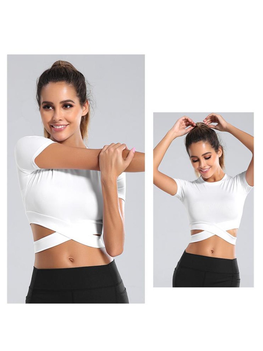 Light and Breezy Women's Cropped T Shirt with Crossover Hem for Summer - Picture 28 of 37