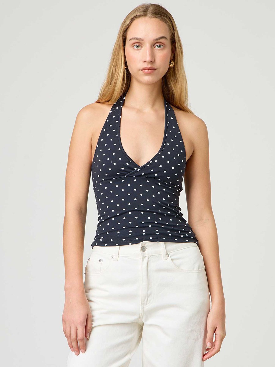 Stylish V Neck Backless Crop Top for Women with Plaid & Polka Dot Print - Picture 45 of 53