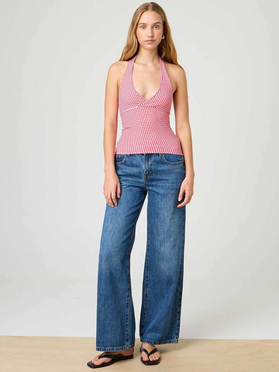 Stylish V Neck Backless Crop Top for Women with Plaid & Polka Dot Print - Picture 37 of 53