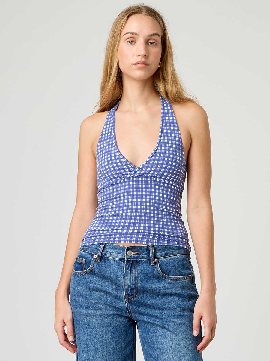 Stylish V Neck Backless Crop Top for Women with Plaid & Polka Dot Print - Picture 25 of 53