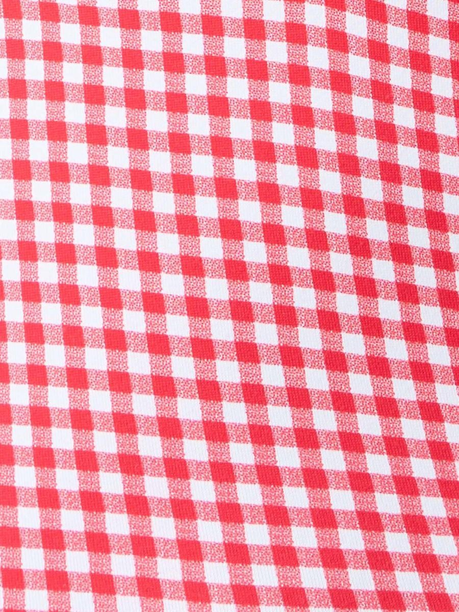 Stylish V Neck Backless Crop Top for Women with Plaid & Polka Dot Print - Picture 39 of 53