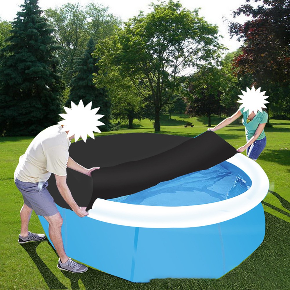 Round Cover for Inflatable Pool Above Ground with Drain Holes and Tight Rope