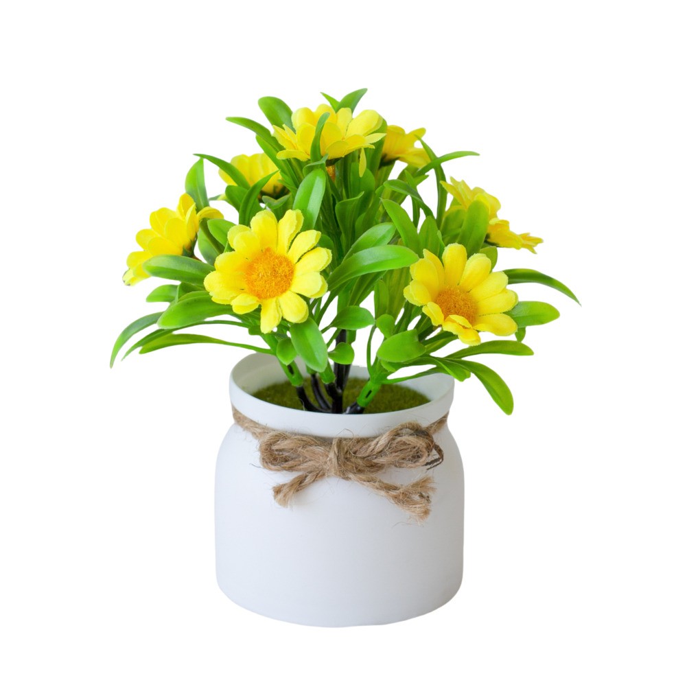 Artificial Bonsai Plant with Hemp Rope Pot for Mini Decor Indoor Outdoor