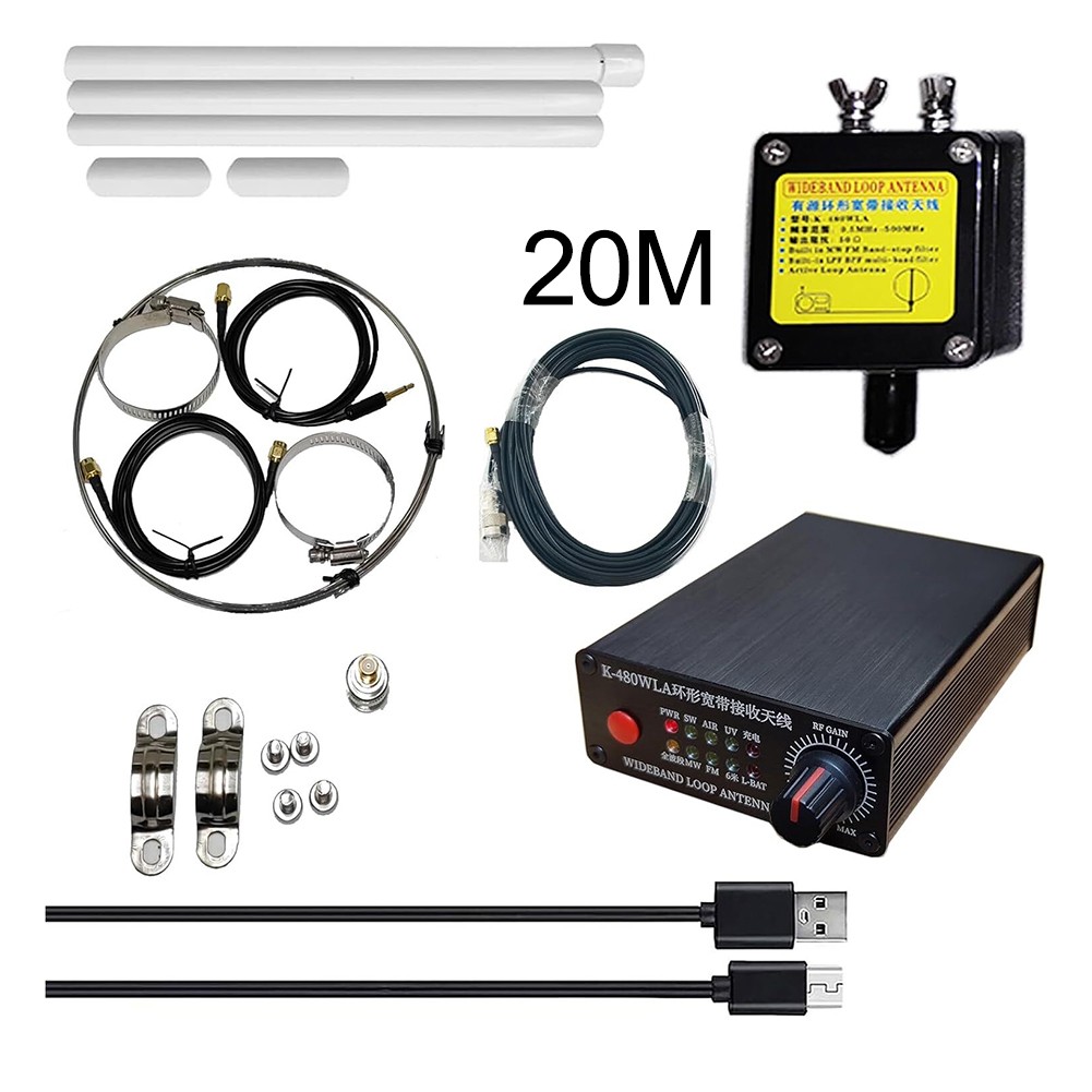 Broadband Receiver Active Ring Antenna 0-30DB Adjustable Gain Built-in Filters - Bild 27 von 27