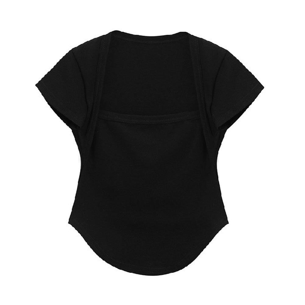 Summer Casual Slim Fit Top for Women Square Neck Short Sleeve Comfortable - Picture 17 of 24