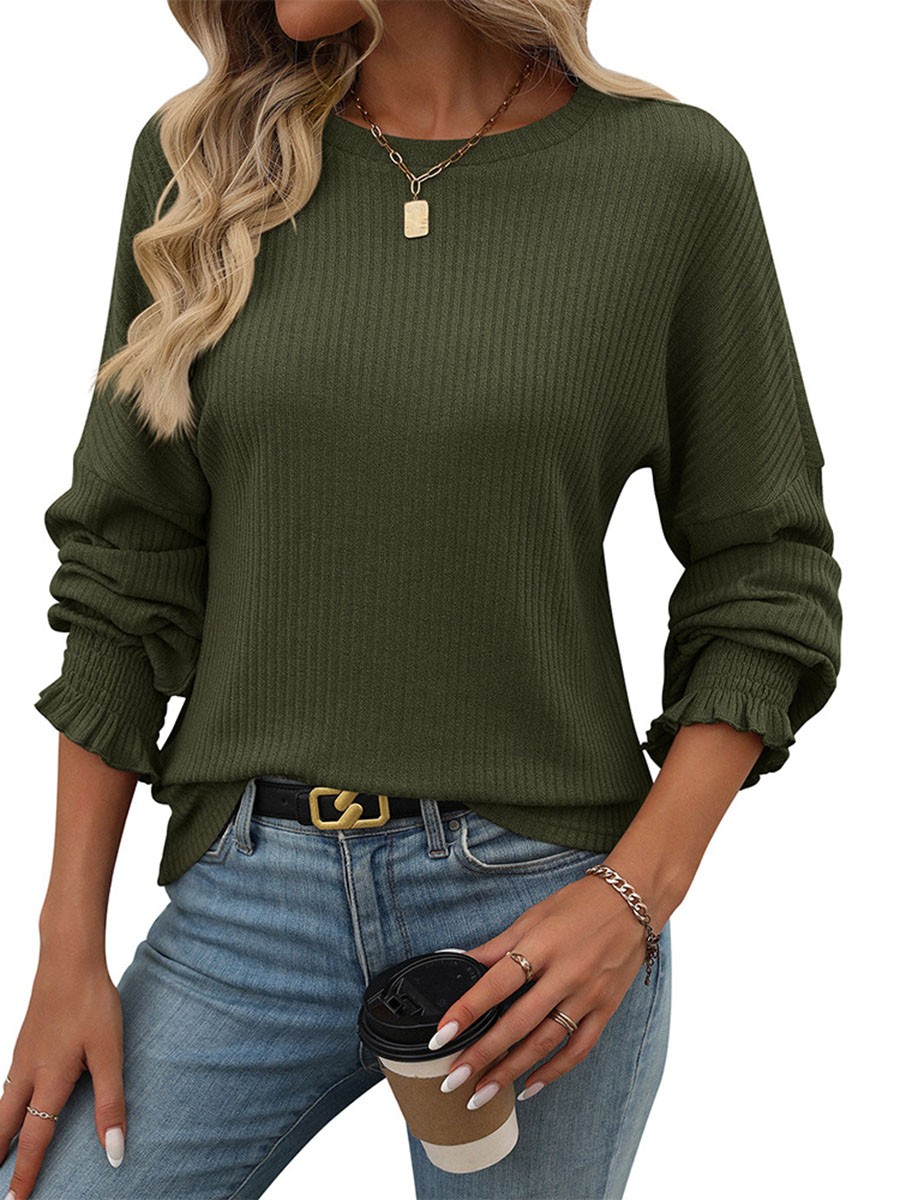 Women's Casual Striped Long Sleeve Knitted T Shirt for Spring and Summer - Picture 71 of 76