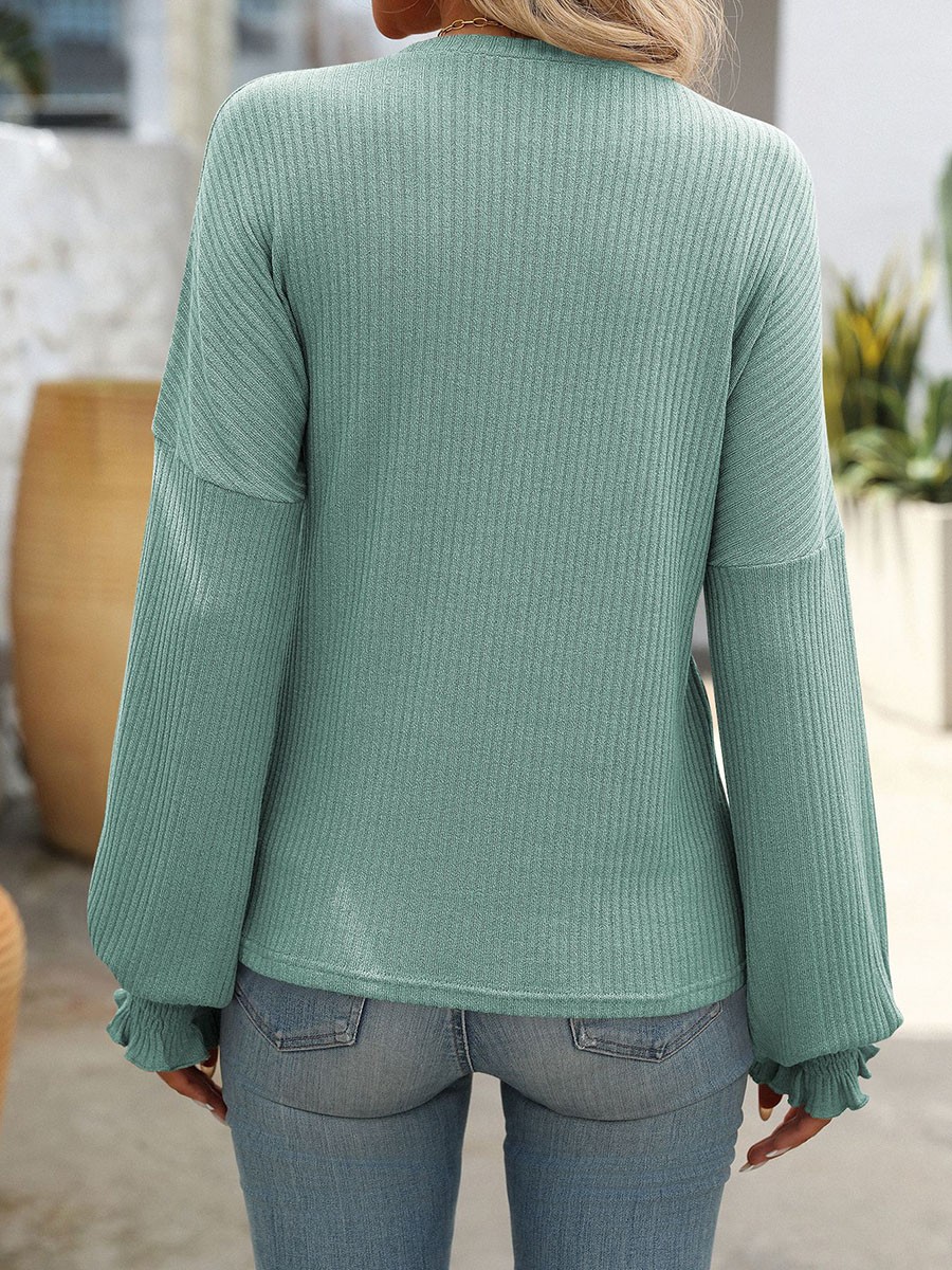 Women's Casual Striped Long Sleeve Knitted T Shirt for Spring and Summer - Picture 51 of 76