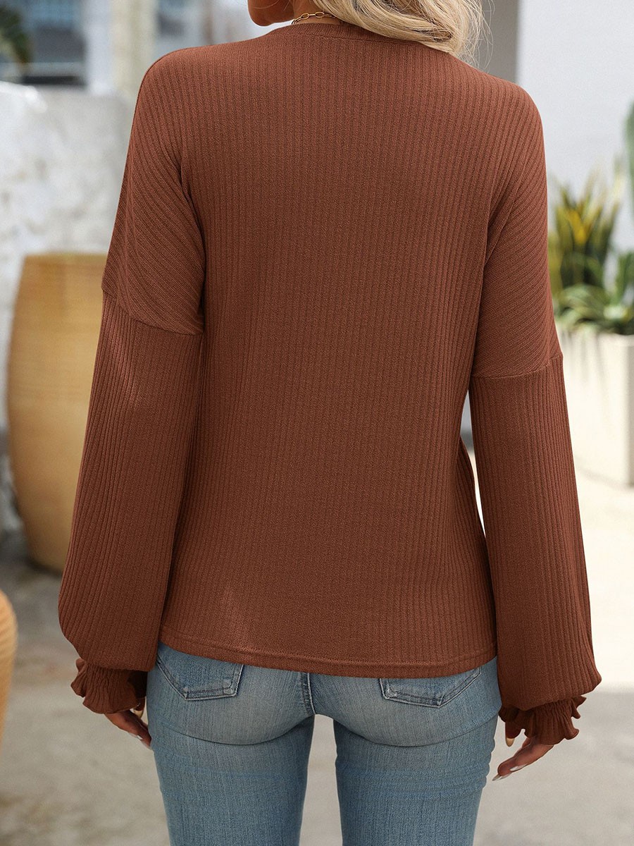 Women's Casual Striped Long Sleeve Knitted T Shirt for Spring and Summer - Picture 60 of 76