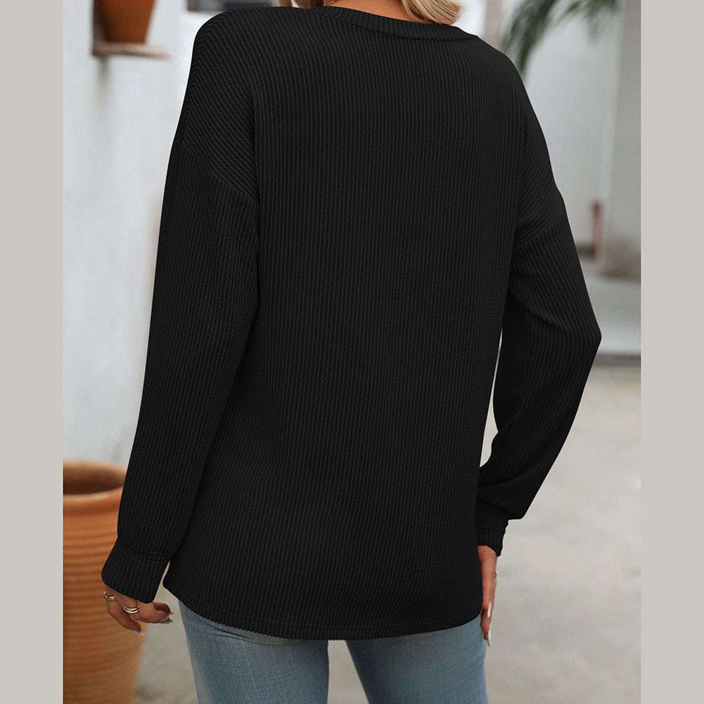 Women V Neck Long Sleeve Casual T Shirt Striped Loose Fit for Various Occasions - Picture 84 of 86