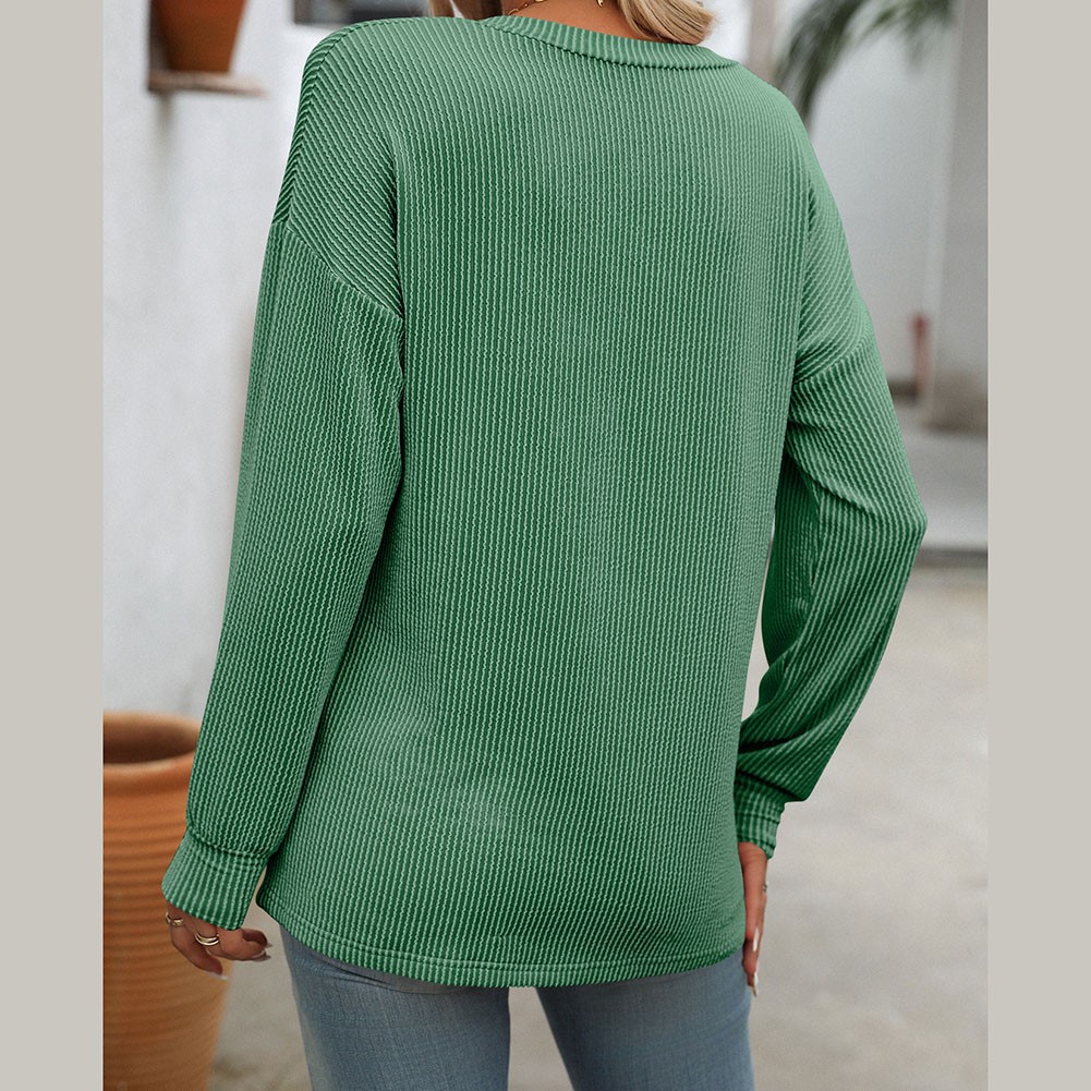 Women V Neck Long Sleeve Casual T Shirt Striped Loose Fit for Various Occasions - Picture 65 of 86