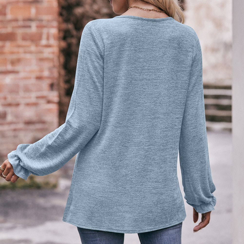 Long-sleeved T-shirt Comfortable Fabric Fashionable Outfit Solid Color Design - Picture 60 of 108