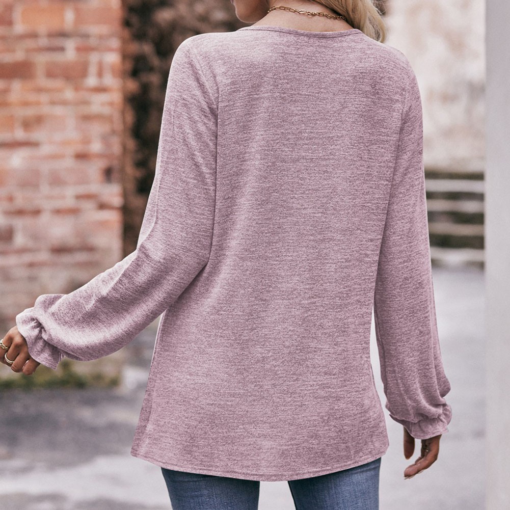 Long-sleeved T-shirt Comfortable Fabric Fashionable Outfit Solid Color Design - Picture 65 of 108