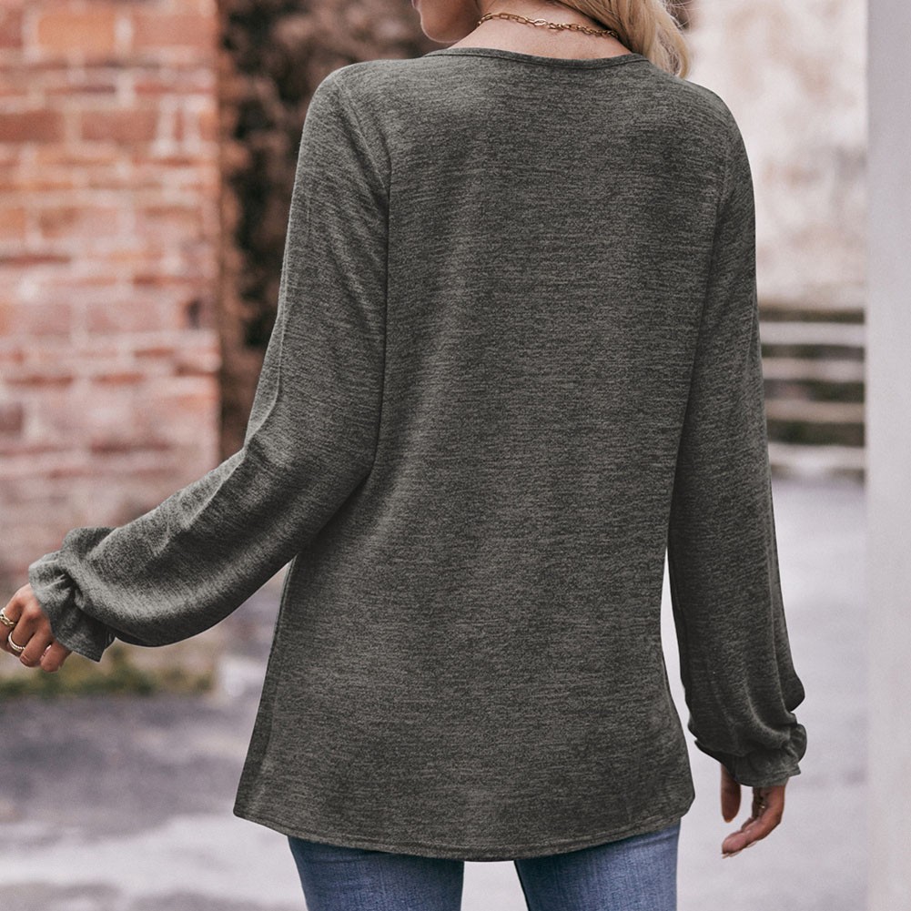 Long-sleeved T-shirt Comfortable Fabric Fashionable Outfit Solid Color Design - Picture 36 of 108