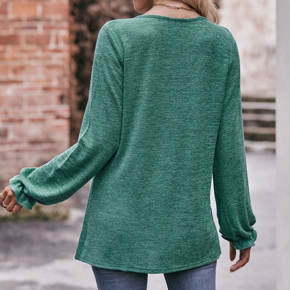 Long-sleeved T-shirt Comfortable Fabric Fashionable Outfit Solid Color Design - Picture 108 of 108