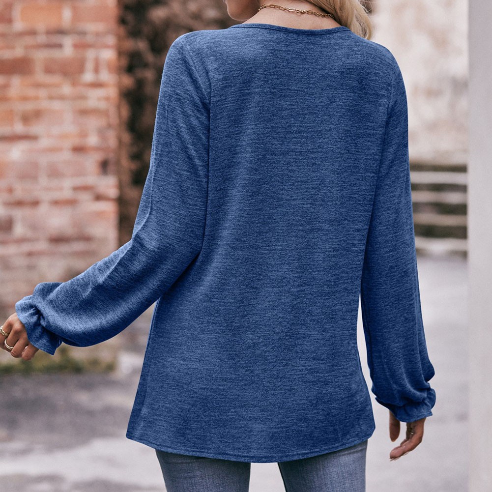 Long-sleeved T-shirt Comfortable Fabric Fashionable Outfit Solid Color Design - Picture 47 of 108