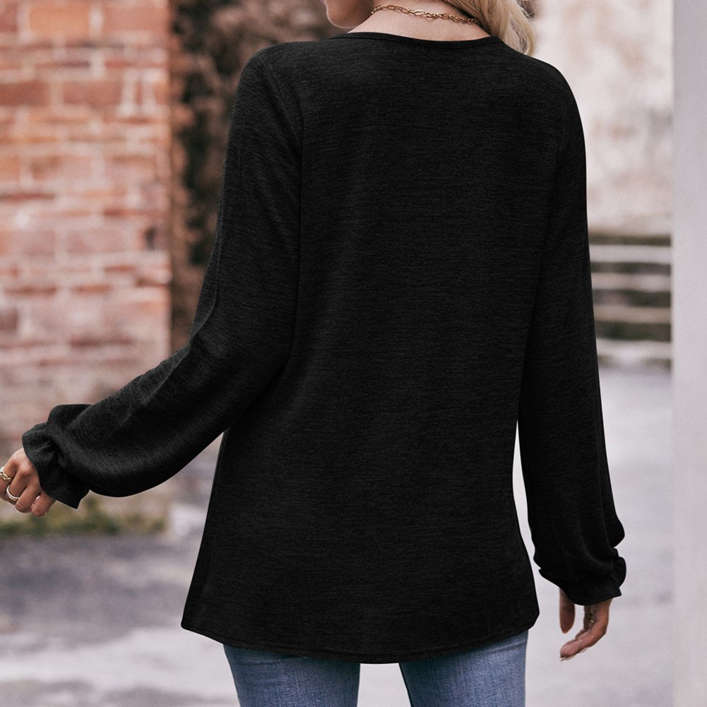 Long-sleeved T-shirt Comfortable Fabric Fashionable Outfit Solid Color Design - Picture 94 of 108