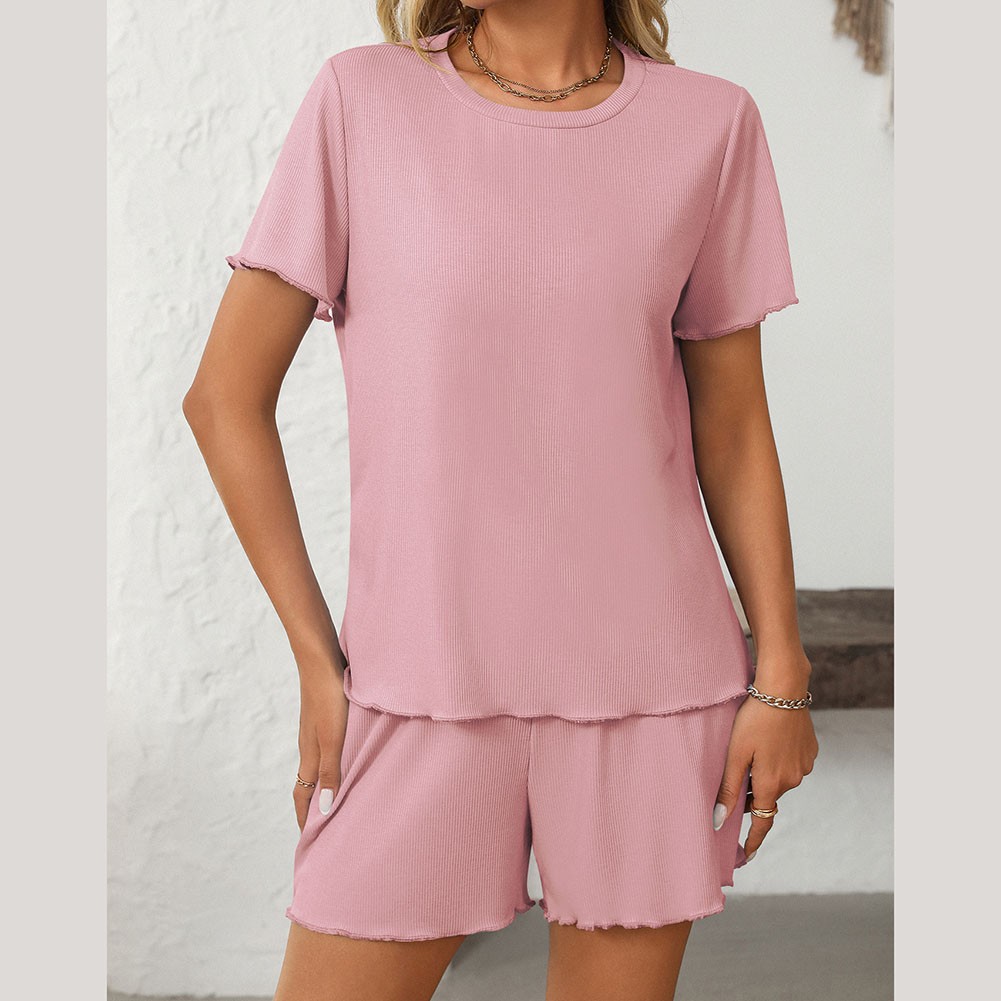 Summer casual striped pajamas set for women with shorts and short sleeve top - Picture 83 of 96