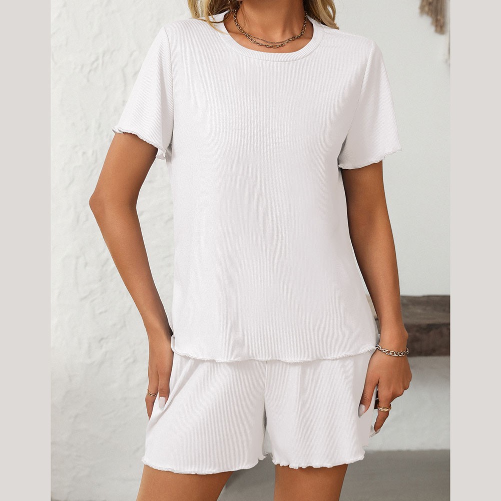 Summer casual striped pajamas set for women with shorts and short sleeve top - Picture 47 of 96