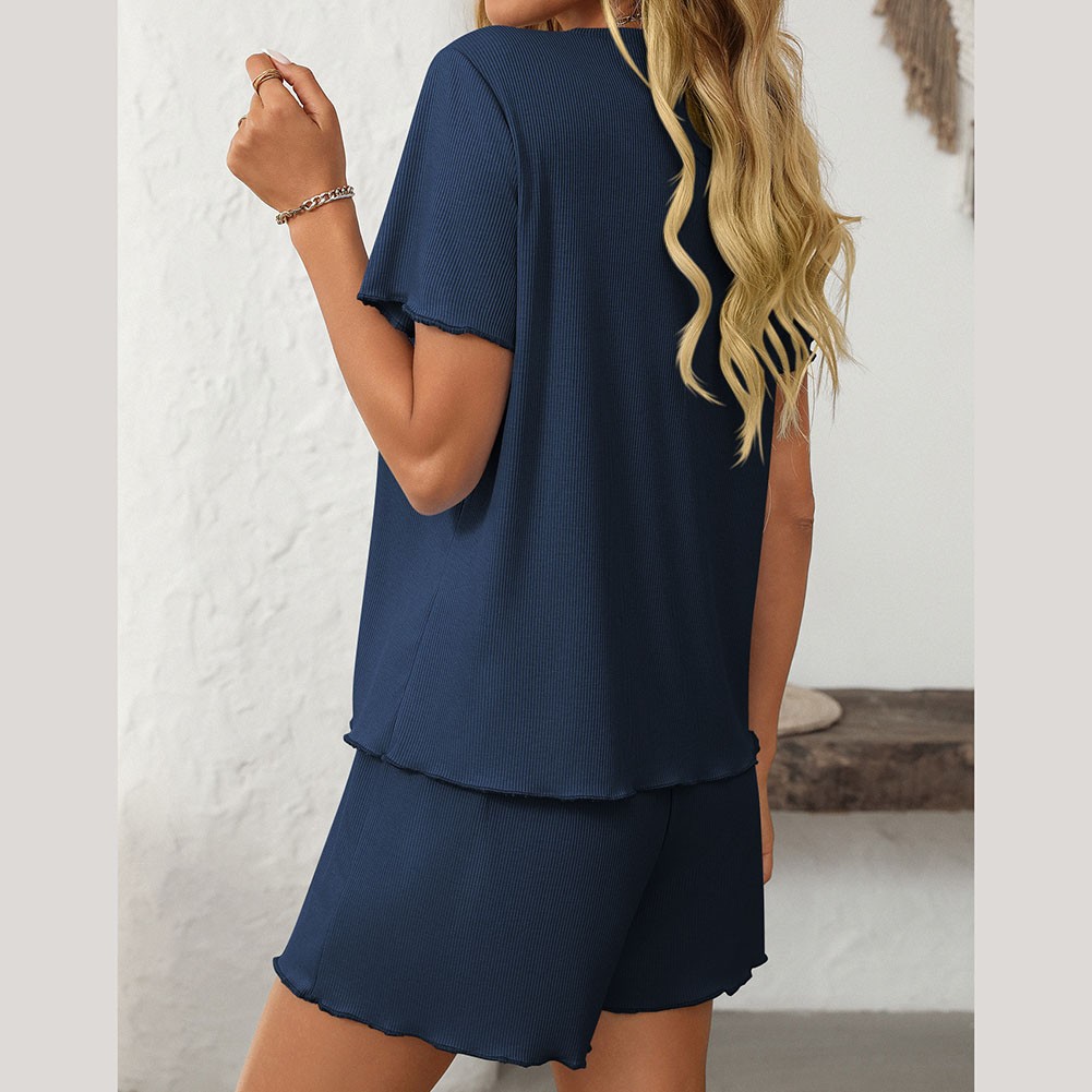 Summer casual striped pajamas set for women with shorts and short sleeve top - Picture 72 of 96