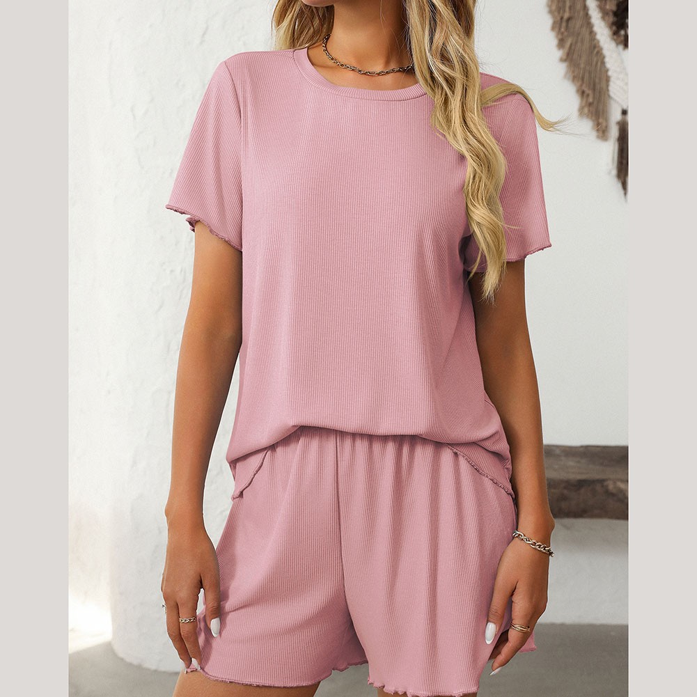 Summer casual striped pajamas set for women with shorts and short sleeve top - Picture 81 of 96
