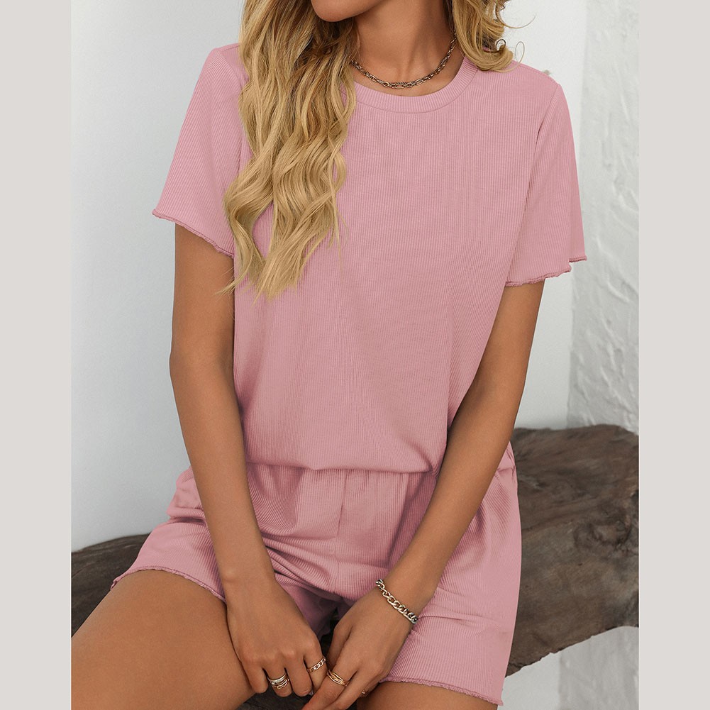 Summer casual striped pajamas set for women with shorts and short sleeve top - Picture 84 of 96