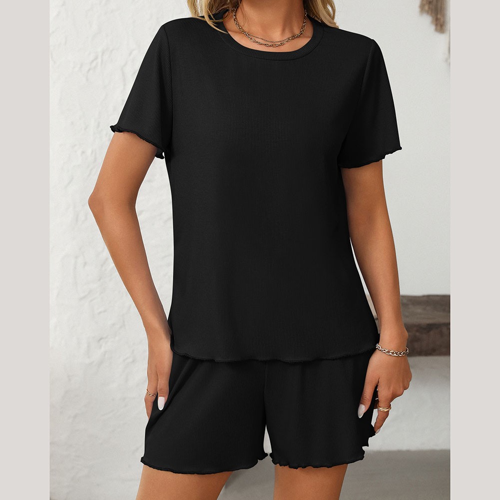 Summer casual striped pajamas set for women with shorts and short sleeve top - Picture 60 of 96