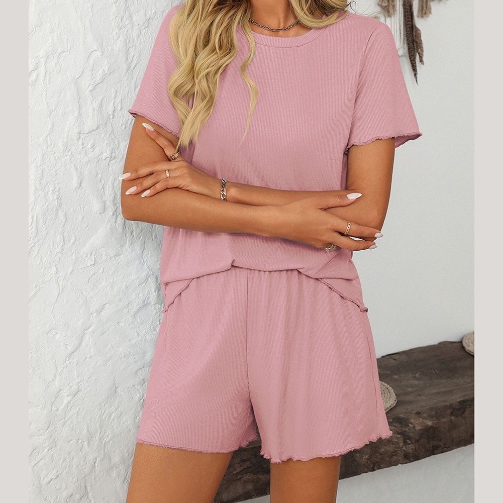 Summer casual striped pajamas set for women with shorts and short sleeve top - Picture 82 of 96