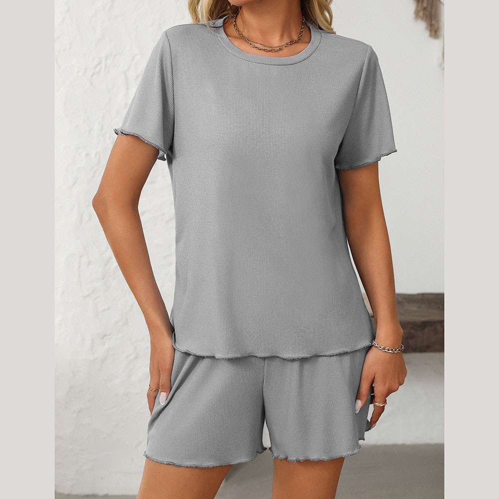 Summer casual striped pajamas set for women with shorts and short sleeve top - Picture 95 of 96