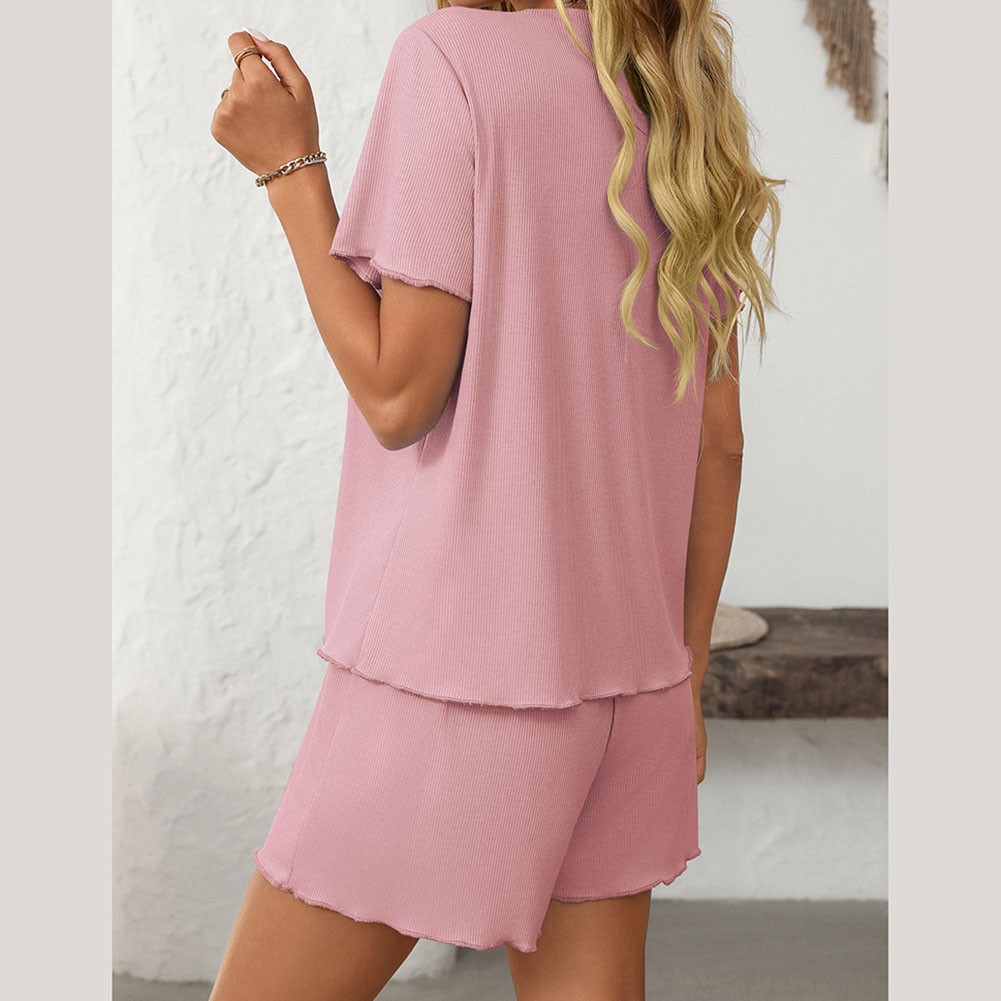 Summer casual striped pajamas set for women with shorts and short sleeve top - Picture 74 of 96