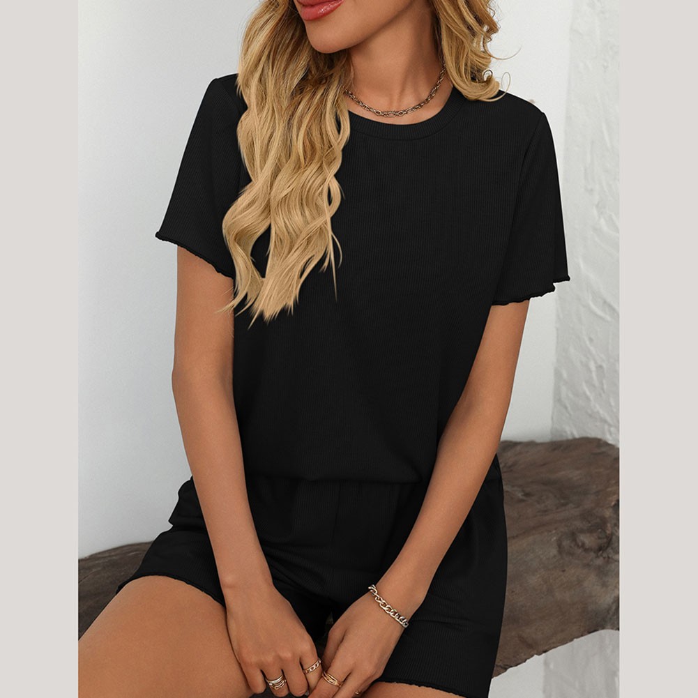 Summer casual striped pajamas set for women with shorts and short sleeve top - Picture 59 of 96