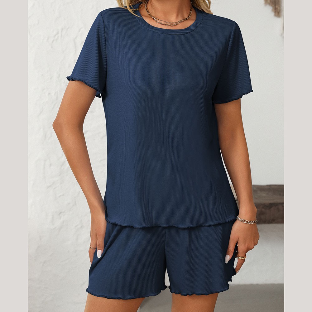 Summer casual striped pajamas set for women with shorts and short sleeve top - Picture 70 of 96