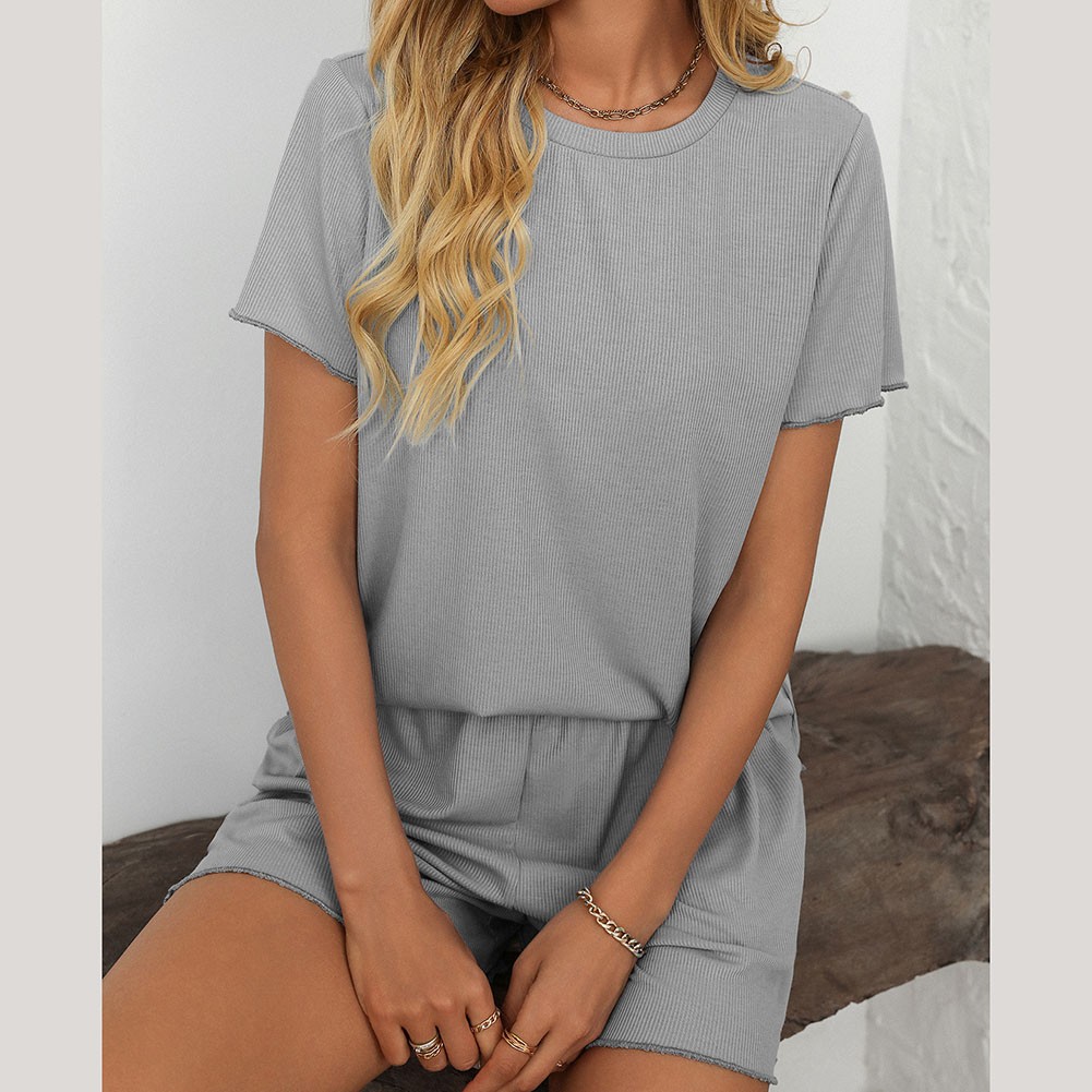 Summer casual striped pajamas set for women with shorts and short sleeve top - Picture 96 of 96