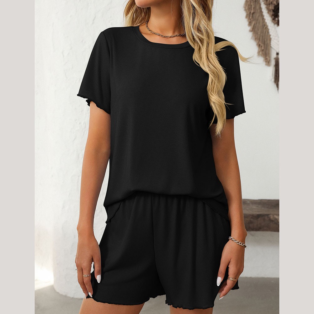 Summer casual striped pajamas set for women with shorts and short sleeve top - Picture 58 of 96