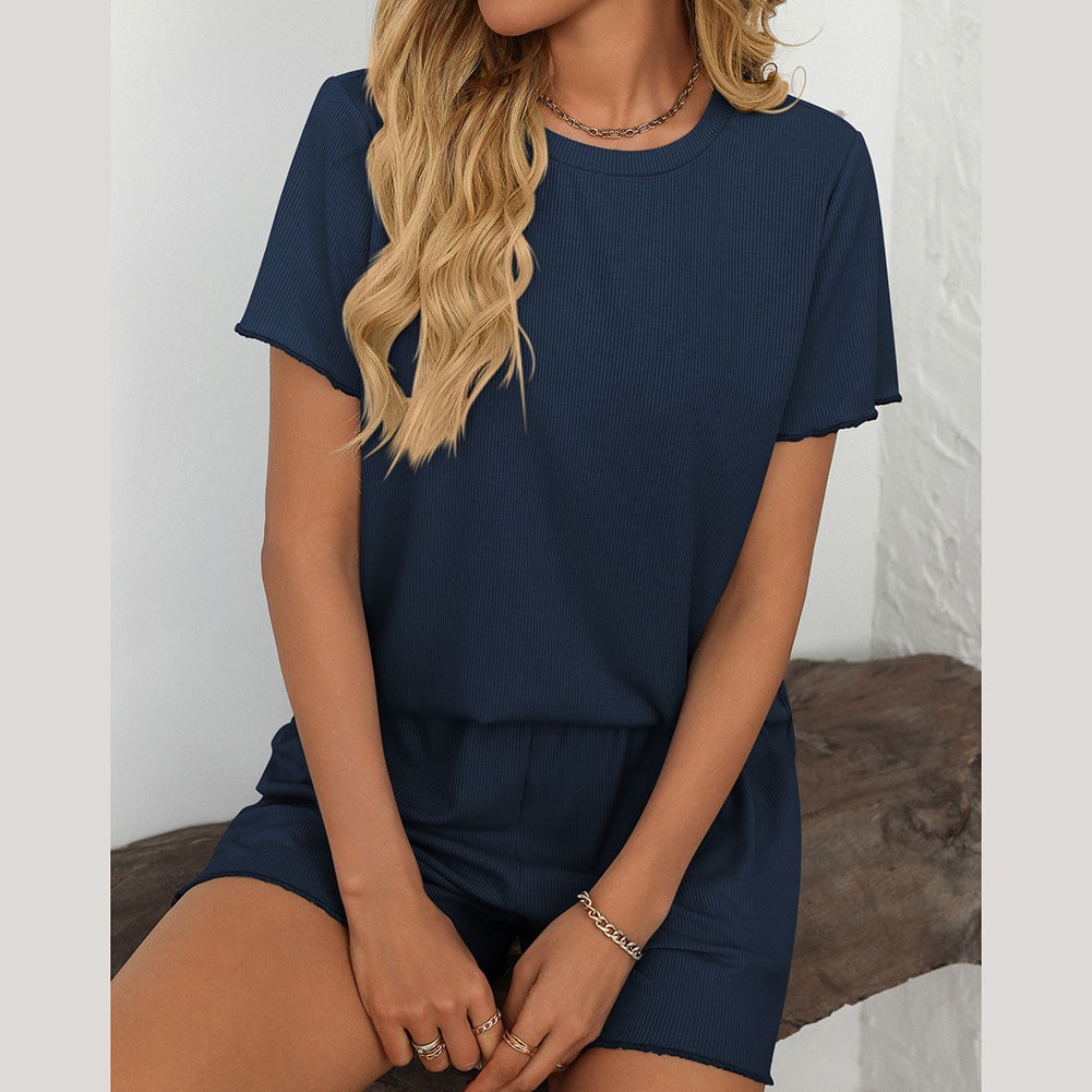 Summer casual striped pajamas set for women with shorts and short sleeve top - Picture 71 of 96