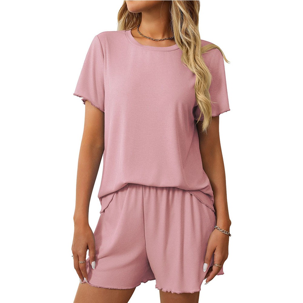 Summer casual striped pajamas set for women with shorts and short sleeve top - Picture 73 of 96