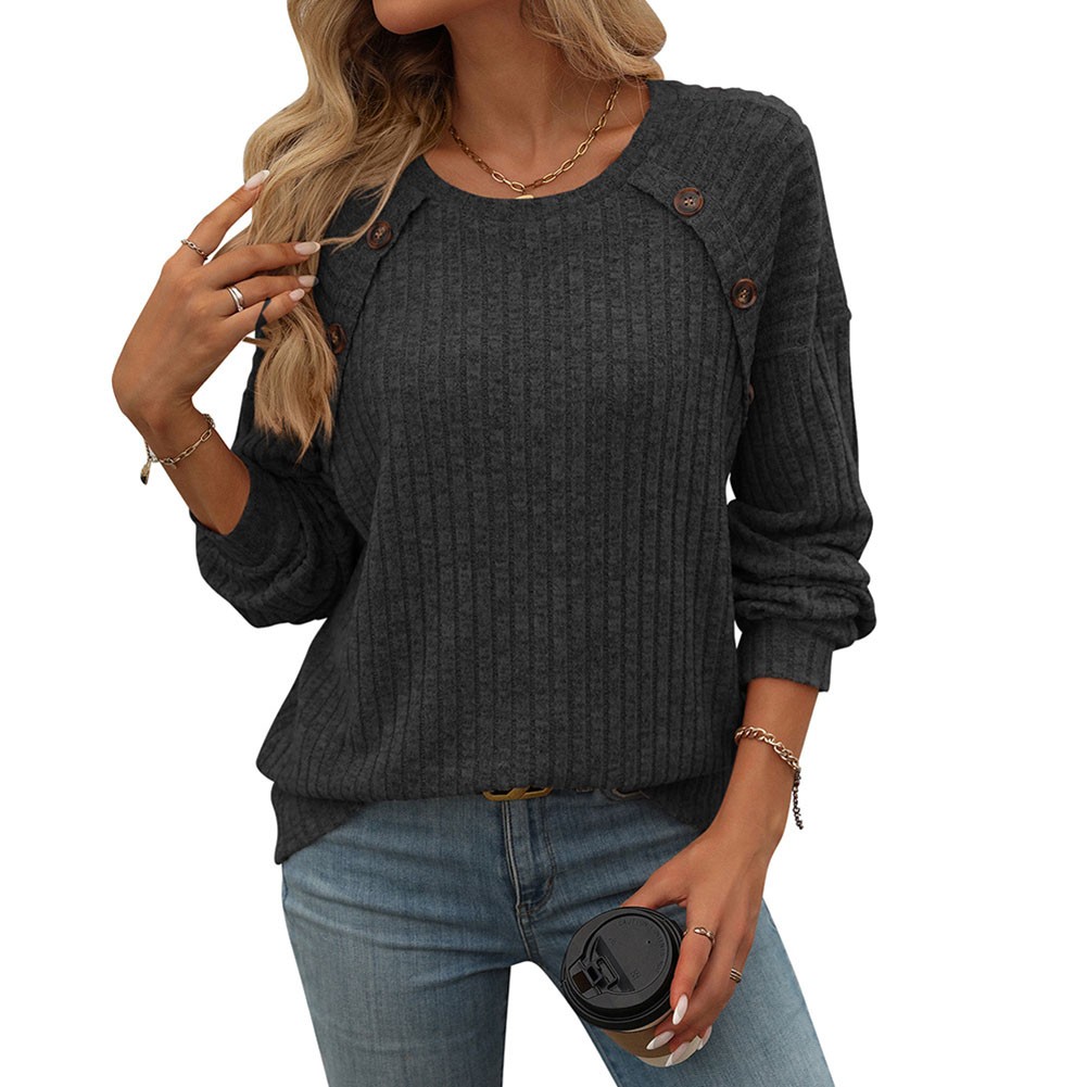 Women's casual long sleeve tshirt with stripes round neck brushed fabric - Picture 25 of 66