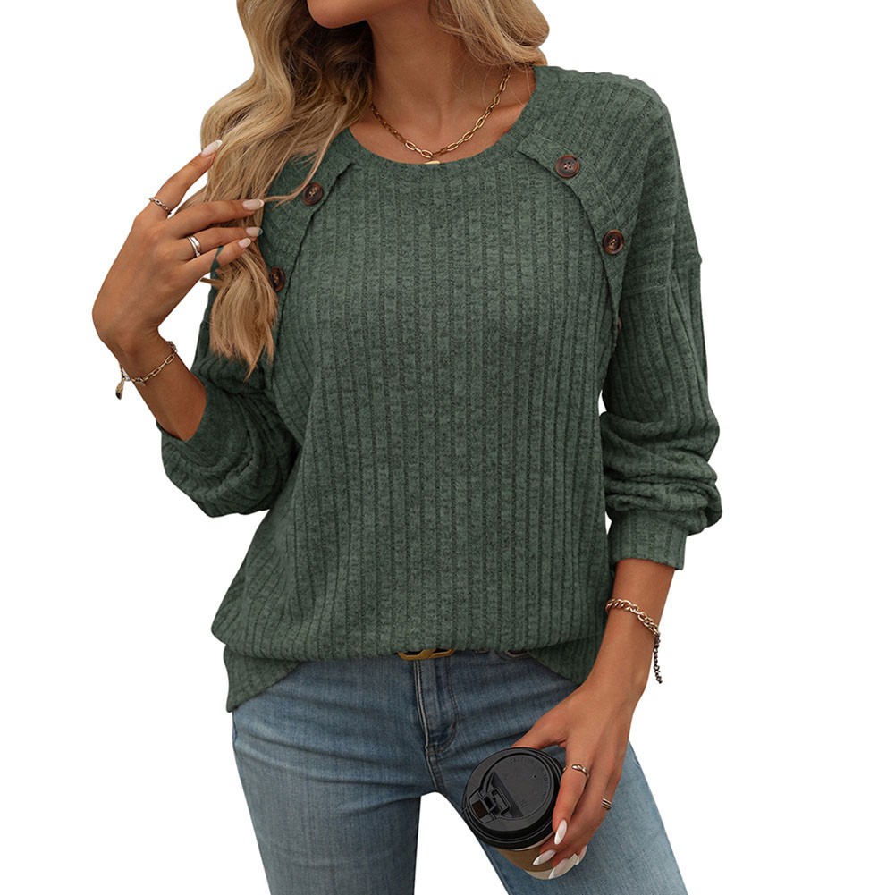 Women's casual long sleeve tshirt with stripes round neck brushed fabric - Picture 47 of 66