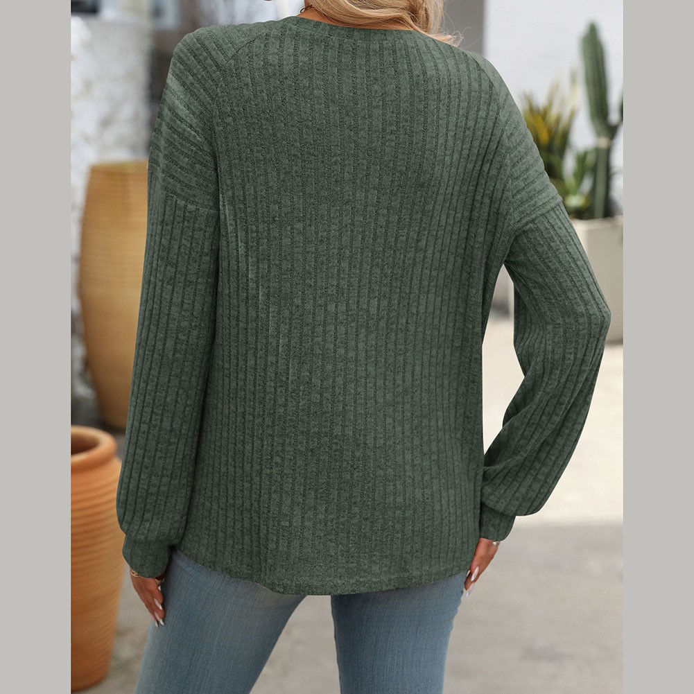 Women's casual long sleeve tshirt with stripes round neck brushed fabric - Picture 56 of 66