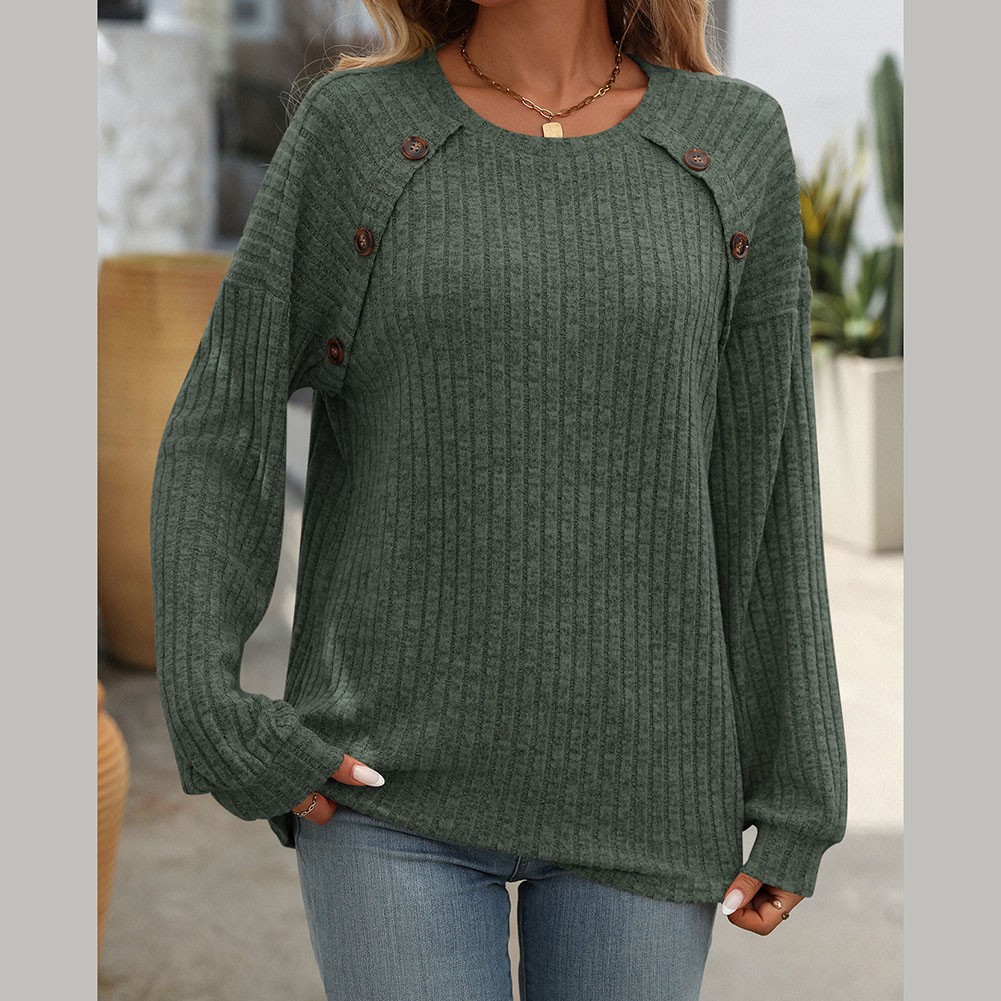 Women's casual long sleeve tshirt with stripes round neck brushed fabric - Picture 55 of 66
