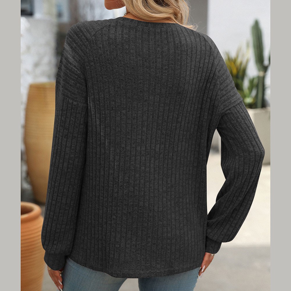 Women's casual long sleeve tshirt with stripes round neck brushed fabric - Picture 32 of 66