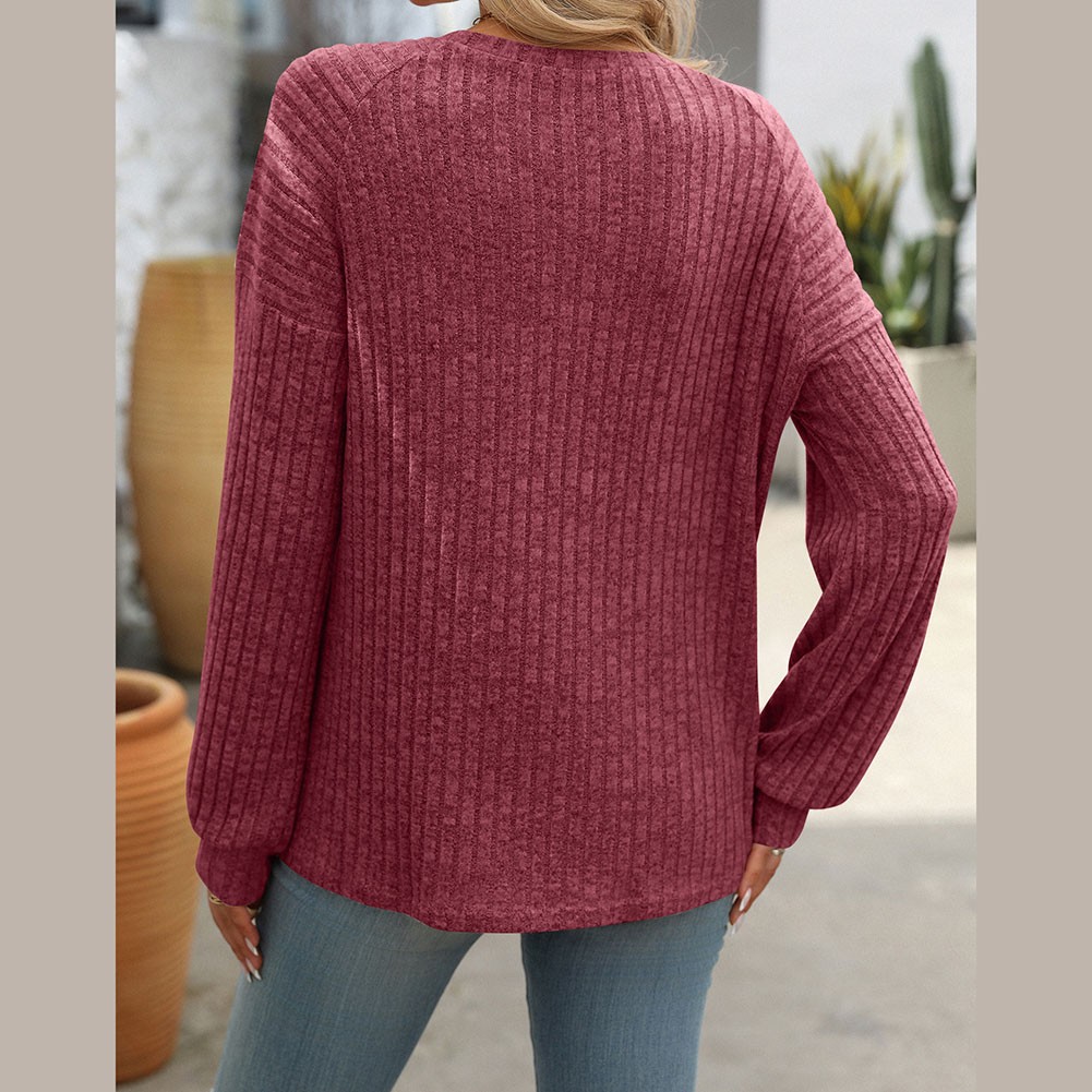 Women's casual long sleeve tshirt with stripes round neck brushed fabric - Picture 65 of 66