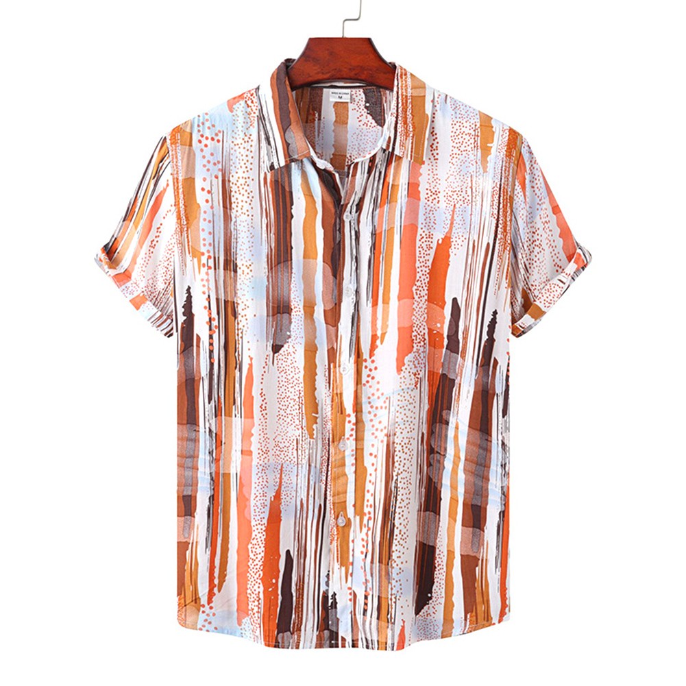 Hawaiian Shirt Breathable Tops Beach Party Daily Casual Wear 95% Polyester - Picture 7 of 16