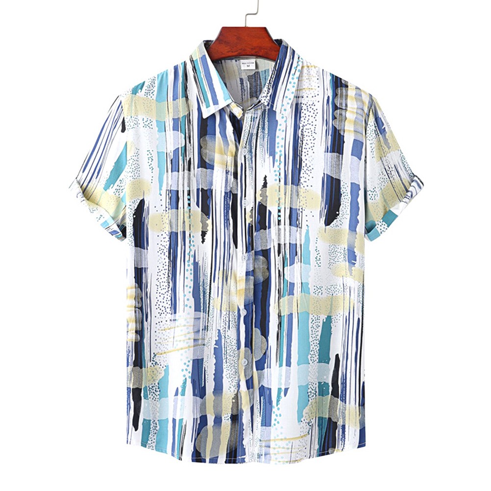 Hawaiian Shirt Breathable Tops Beach Party Daily Casual Wear 95% Polyester - Picture 11 of 16