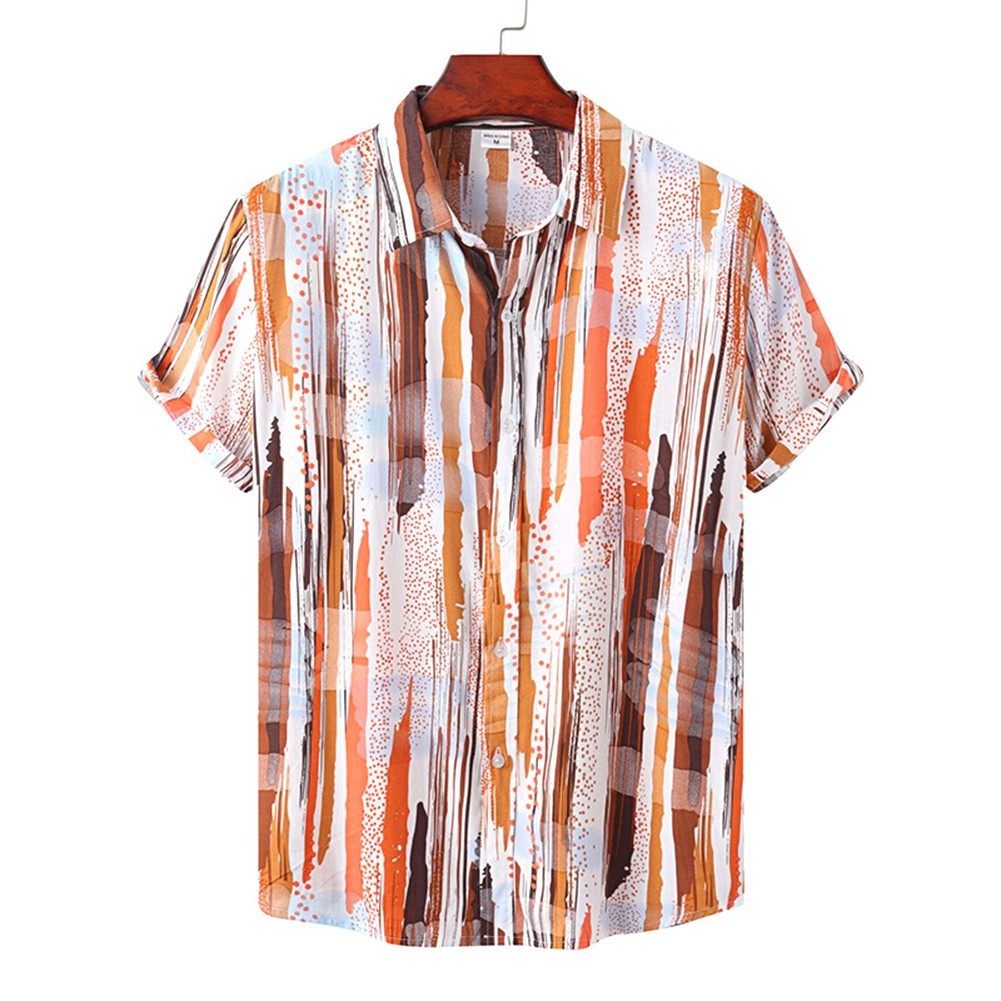Hawaiian Shirt Breathable Tops Beach Party Daily Casual Wear 95% Polyester - Picture 8 of 16