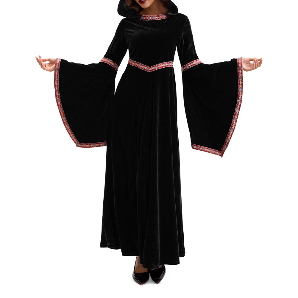 Medieval Sorceress Hooded Dress for Women Costume Party and Stage Play - Picture 34 of 40