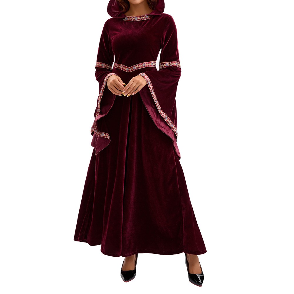 Medieval Sorceress Hooded Dress for Women Costume Party and Stage Play - Picture 23 of 40