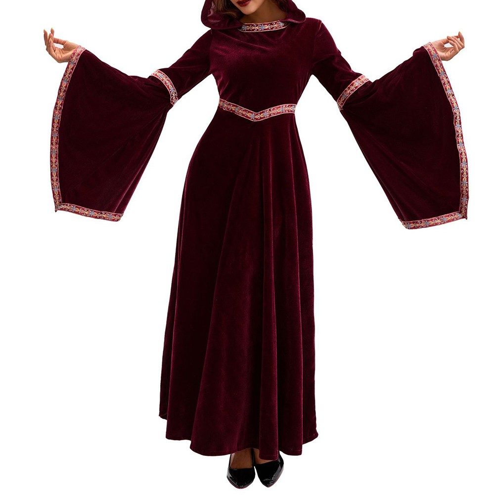 Medieval Sorceress Hooded Dress for Women Costume Party and Stage Play - Picture 22 of 40