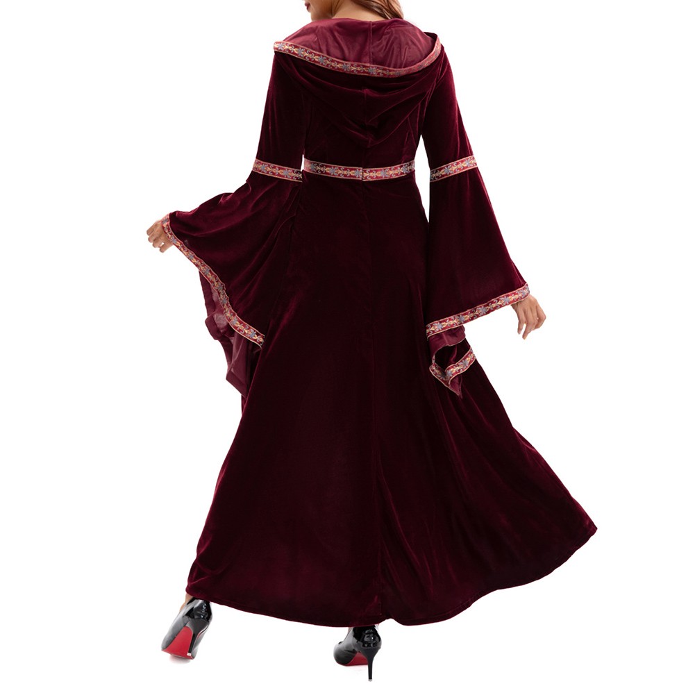 Medieval Sorceress Hooded Dress for Women Costume Party and Stage Play - Picture 25 of 40