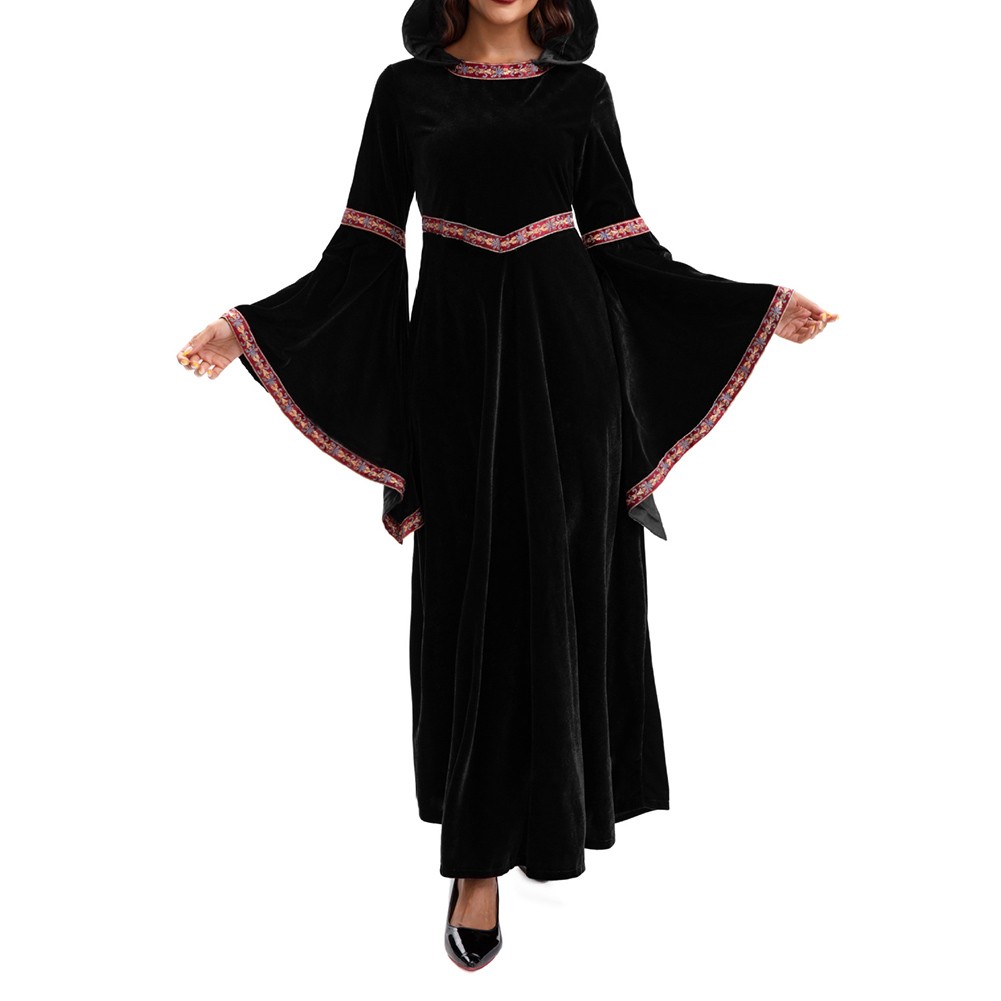 Medieval Sorceress Hooded Dress for Women Costume Party and Stage Play - Picture 35 of 40