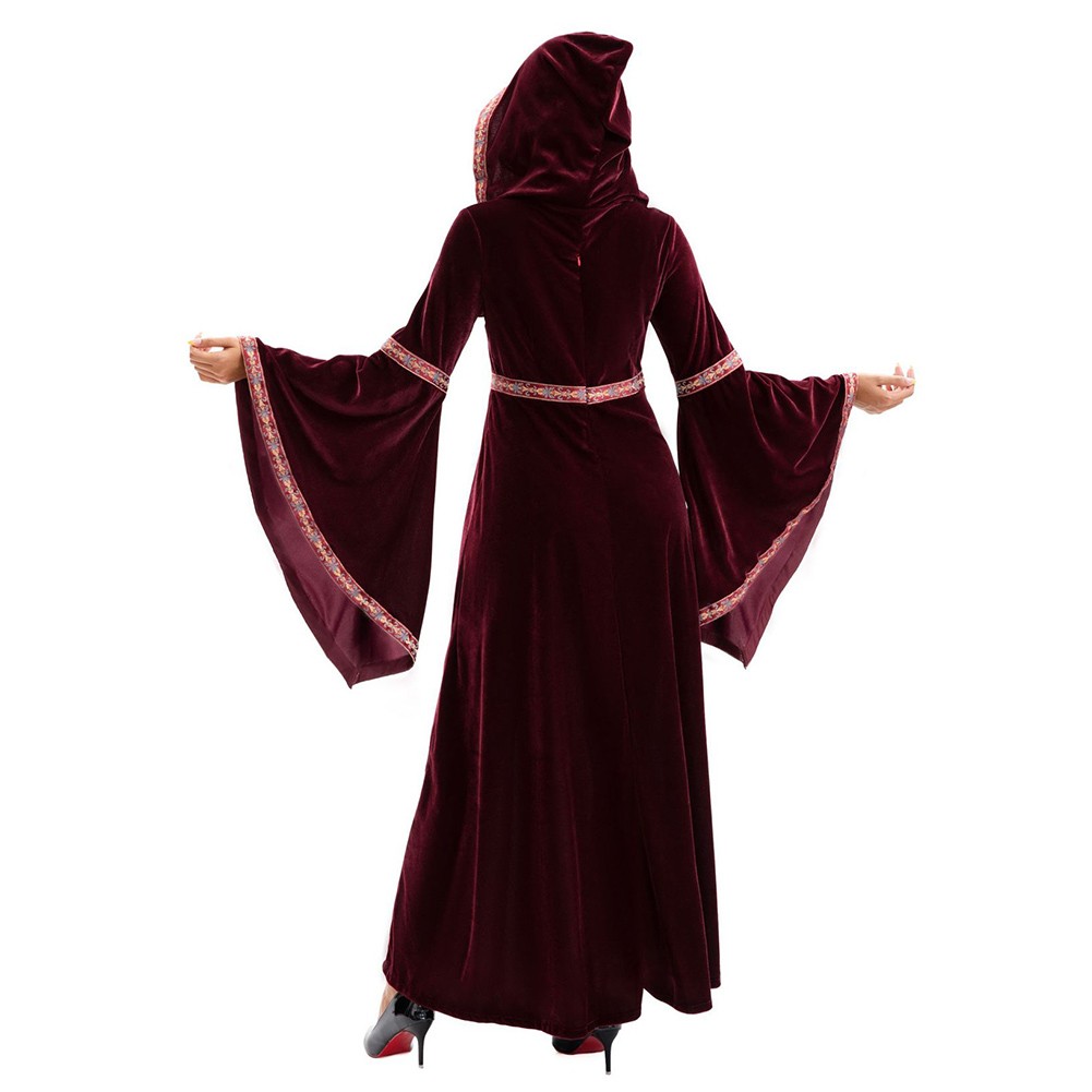 Medieval Sorceress Hooded Dress for Women Costume Party and Stage Play - Picture 24 of 40